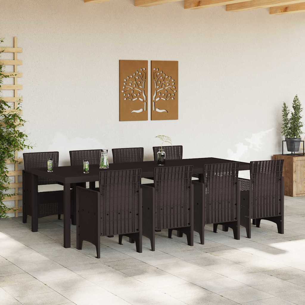 Garden Dining Set 9 pcs Brown Polypropylene