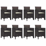Garden Dining Set 9 pcs Brown Polypropylene