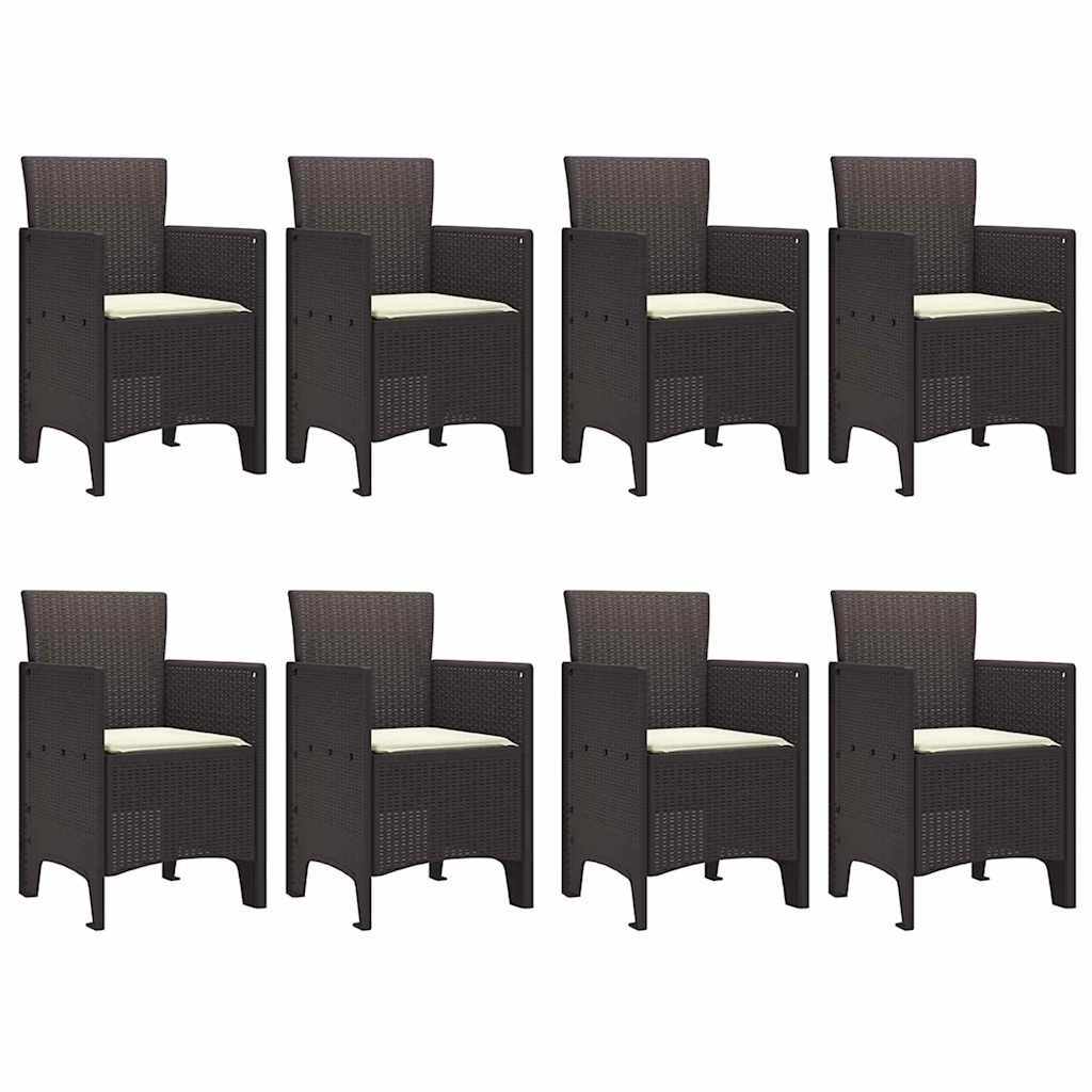 Garden Dining Set 9 pcs Brown Polypropylene