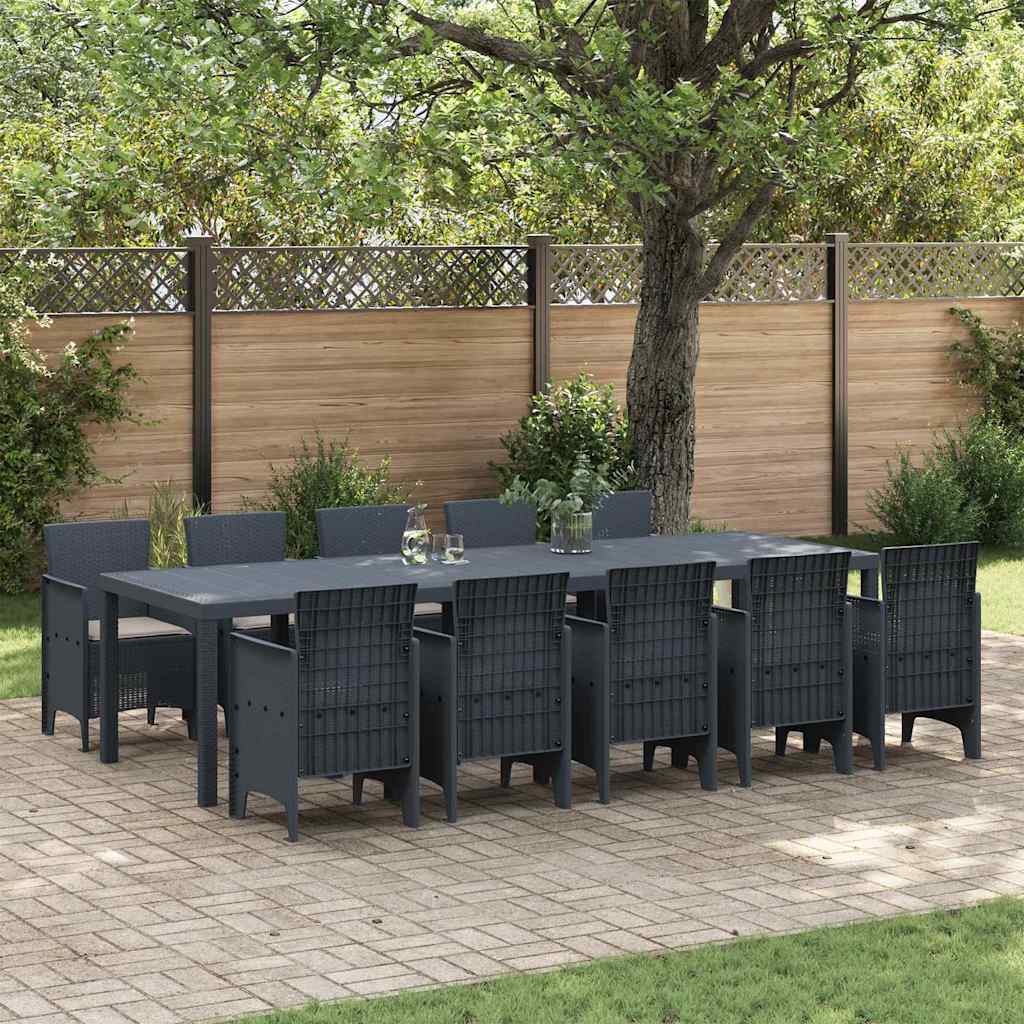Garden Dining Set 11 pcs Anthracite Poly rattan