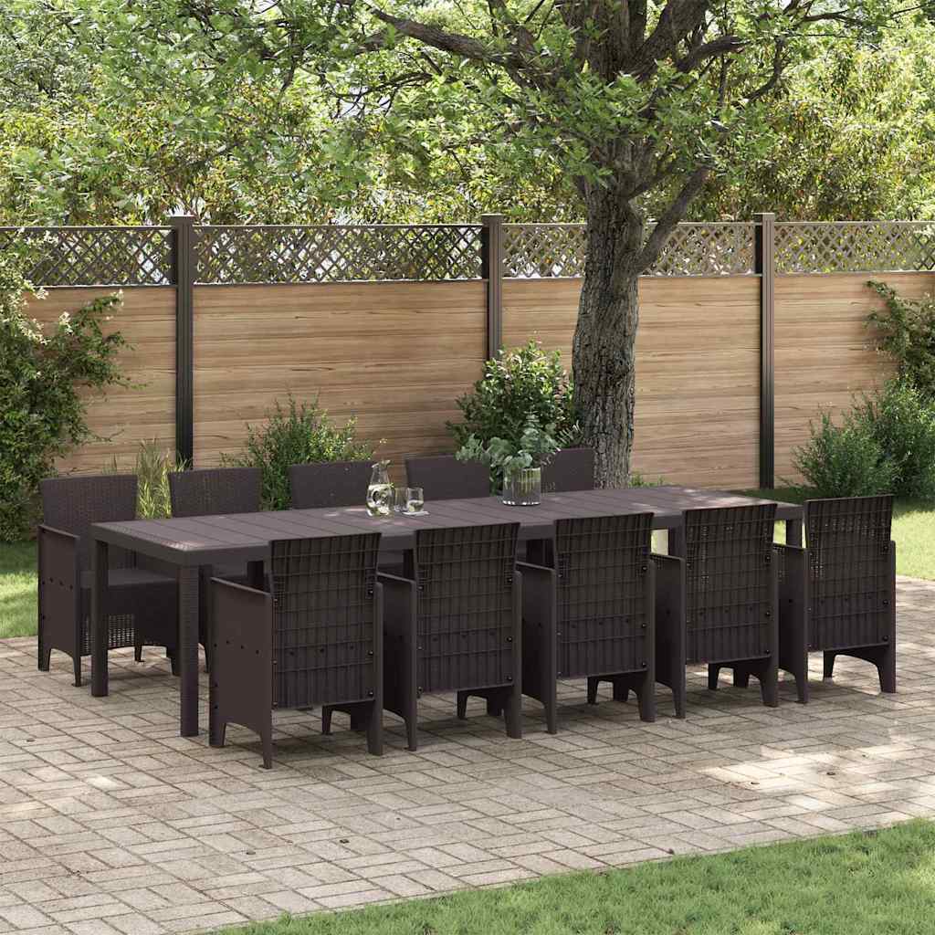 Garden Dining Set 11 pcs Brown Rattan