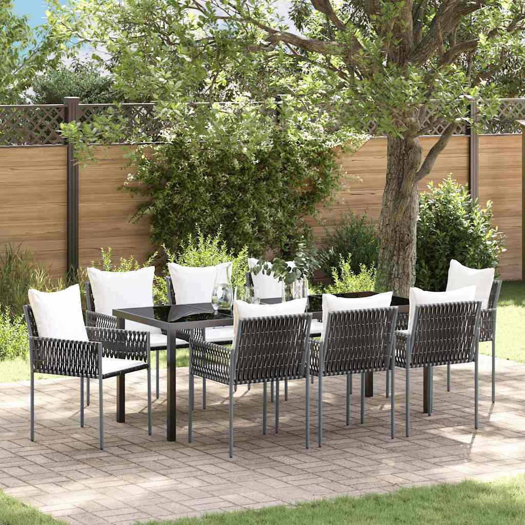 Garden Dining Set 9 pcs Brown and Black PE Rattan