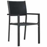 Garden Dining Set 7 pcs Black Powder-Coated Steel