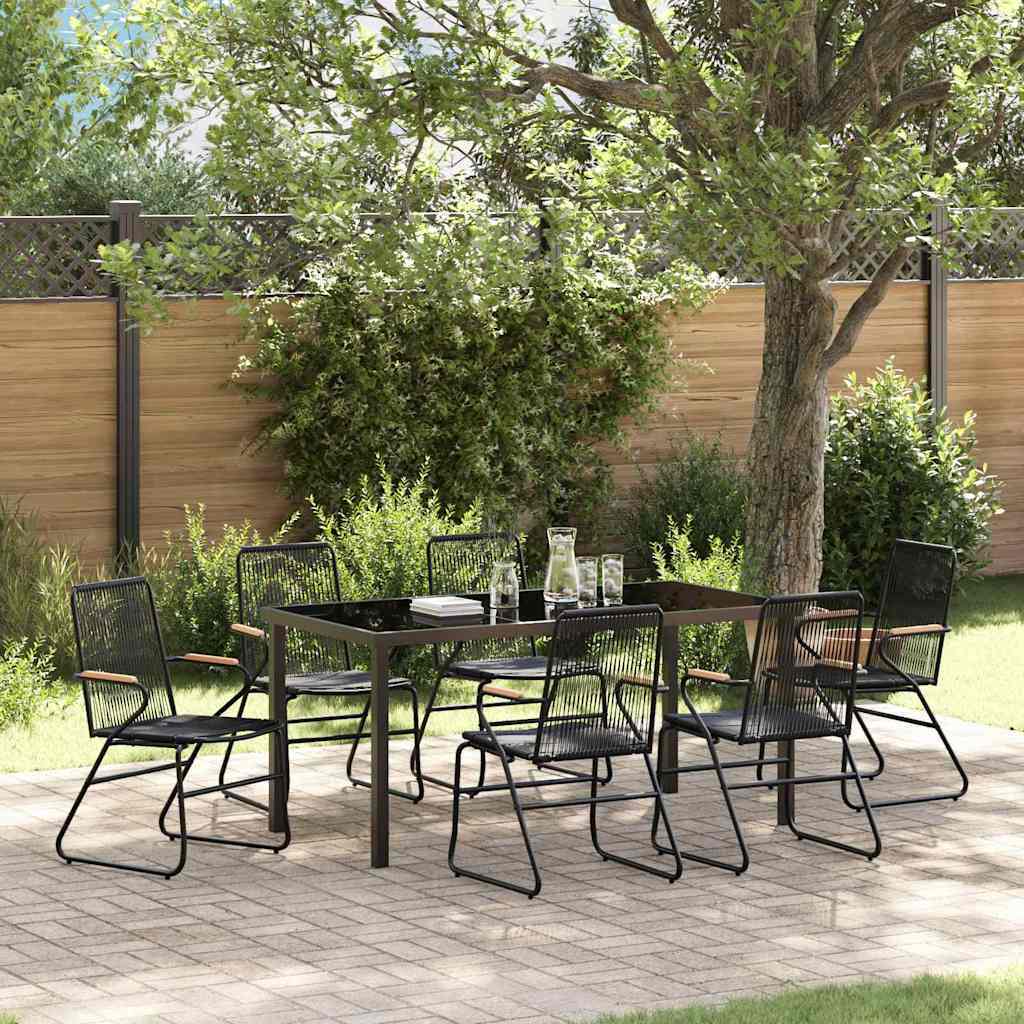 Garden Dining Set 7 pcs Black Powder-Coated Steel