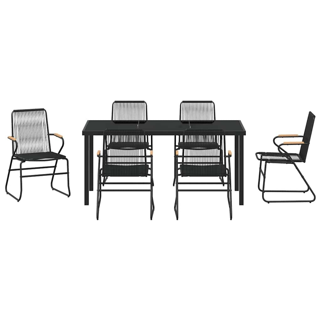 Garden Dining Set 7 pcs Black Powder-Coated Steel