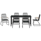 Garden Dining Set 7 pcs Black Powder-Coated Steel
