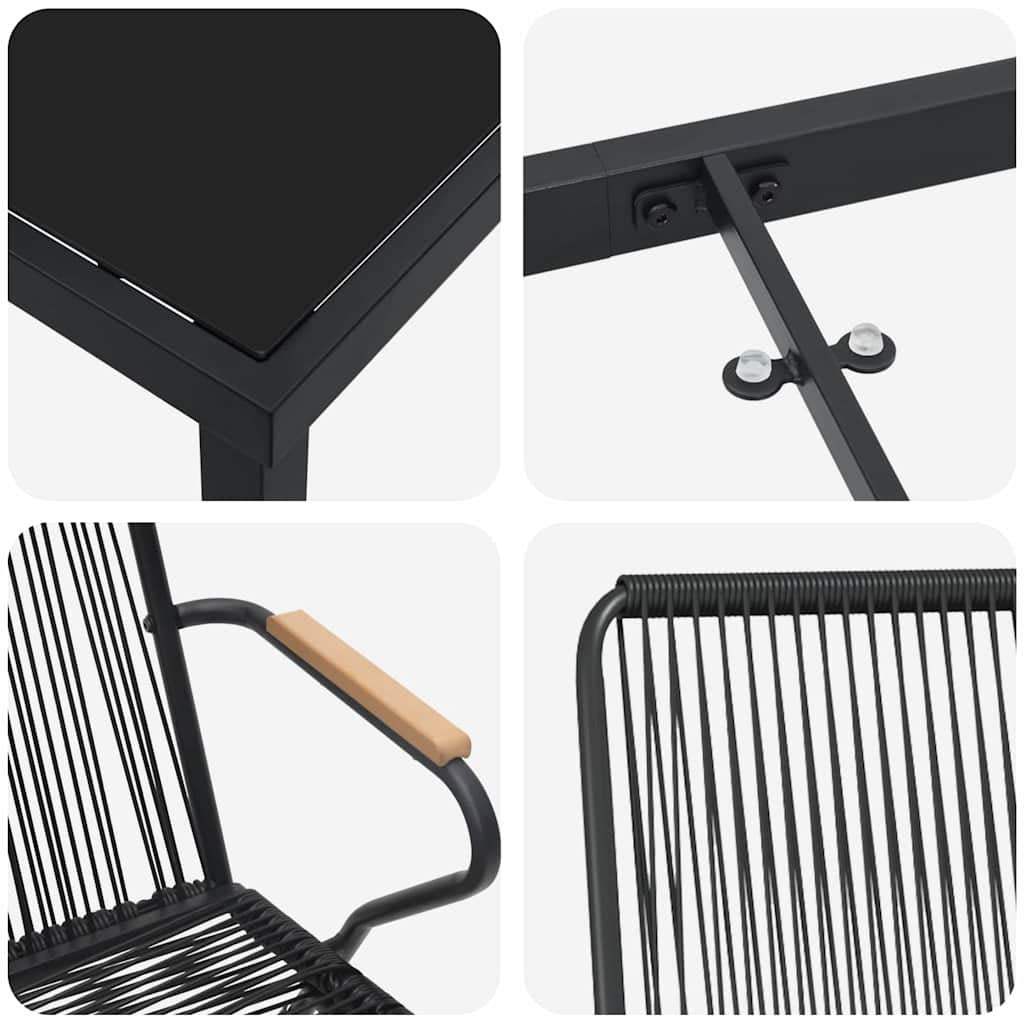 Garden Dining Set 7 pcs Black Powder-Coated Steel