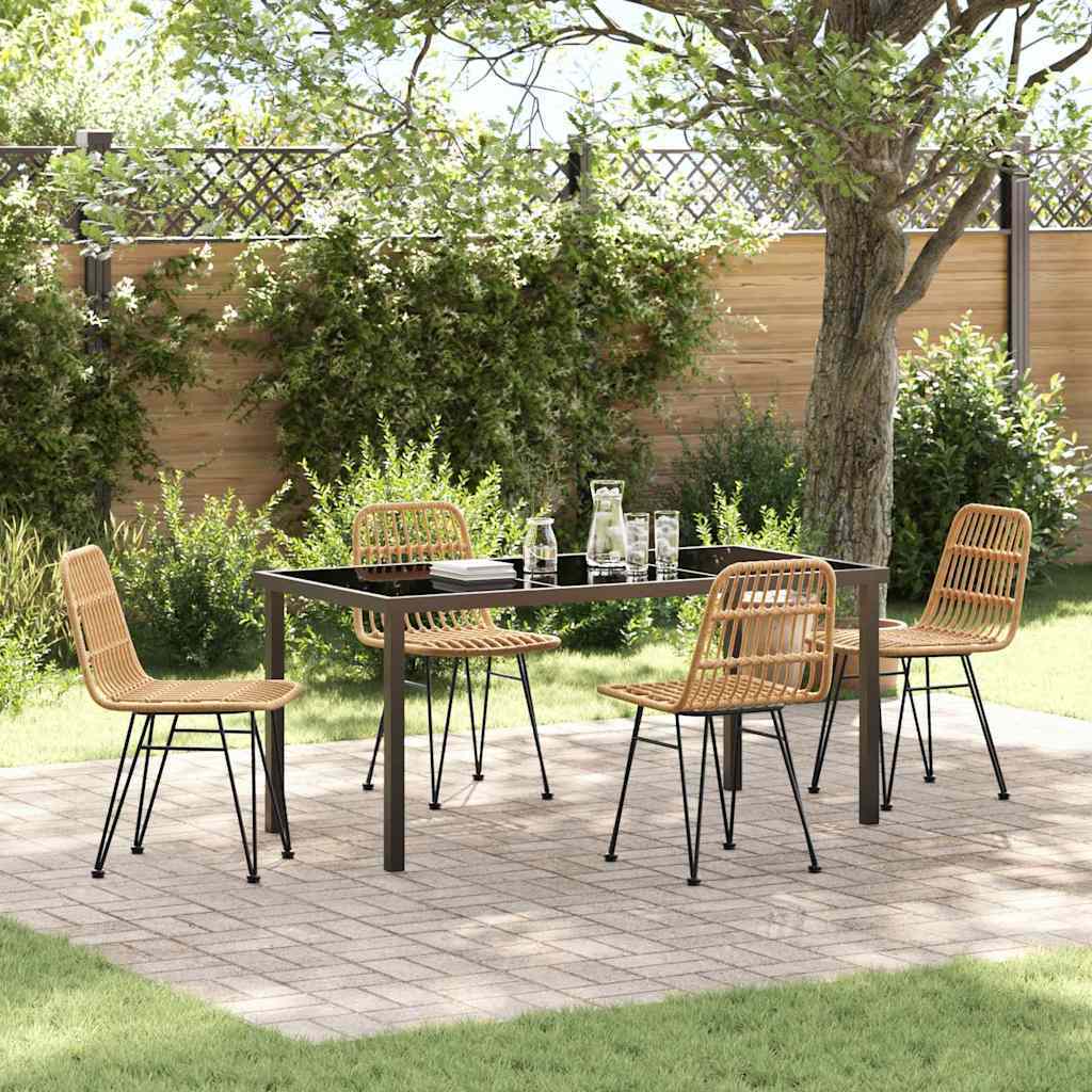 Garden Dining Set 5 pcs Brown Powder-Coated Steel