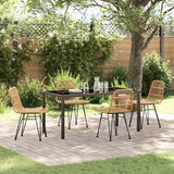 Garden Dining Set 5 pcs Brown Powder-Coated Steel