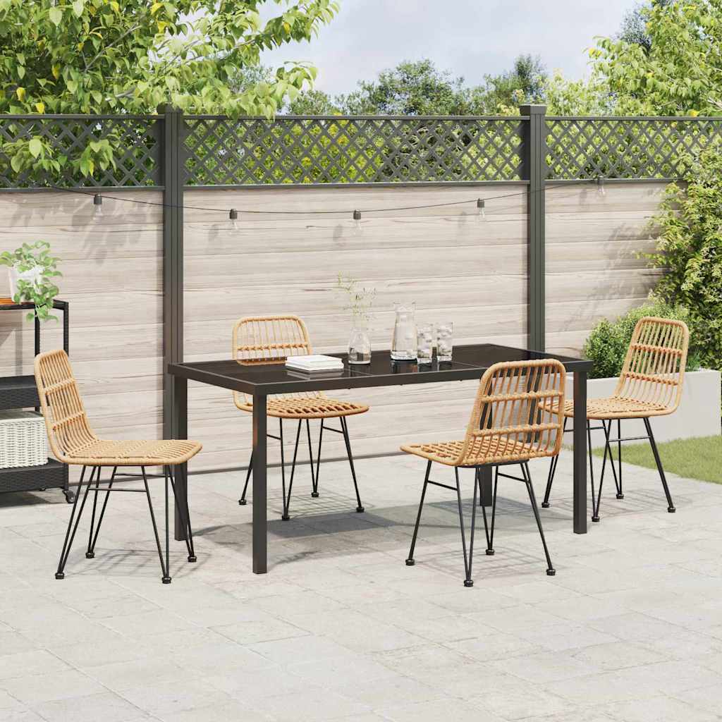 Garden Dining Set 5 pcs Brown Powder-Coated Steel