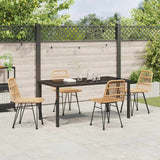 Garden Dining Set 5 pcs Brown Powder-Coated Steel