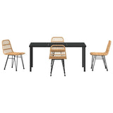 Garden Dining Set 5 pcs Brown Powder-Coated Steel