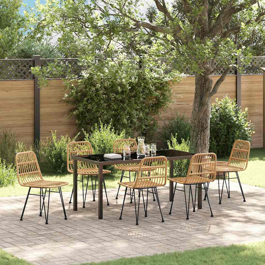 Garden Dining Set 7 pcs Brown Powder-Coated Steel