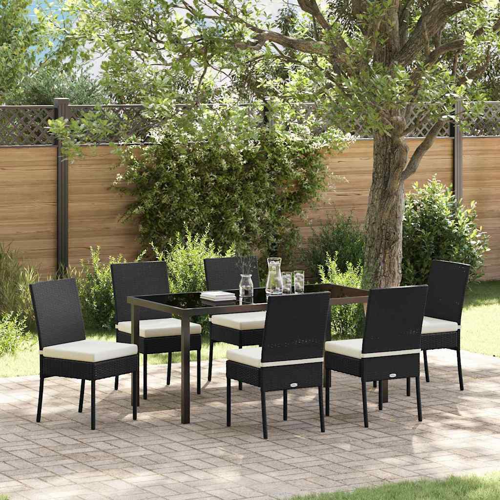 Garden Dining Set 7 pcs Black Powder-Coated Steel