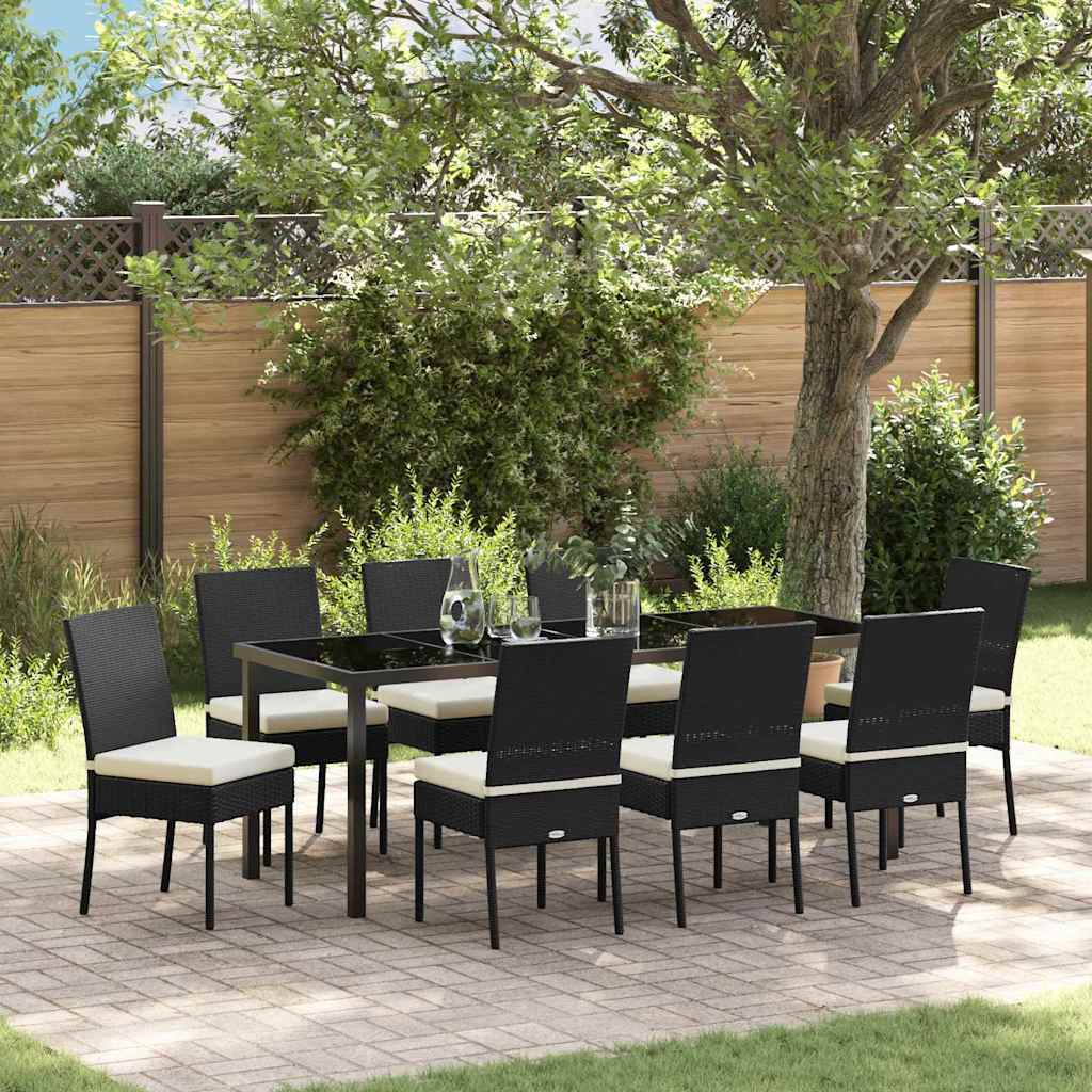 Garden Dining Set 9 pcs Black Powder-Coated Steel