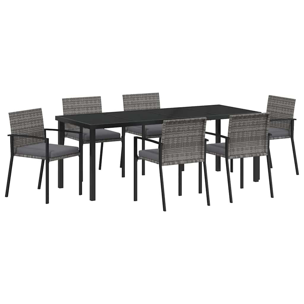 Garden Dining Set 6 pcs Grey Powder-Coated Steel