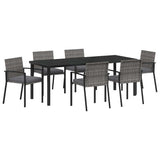 Garden Dining Set 6 pcs Grey Powder-Coated Steel
