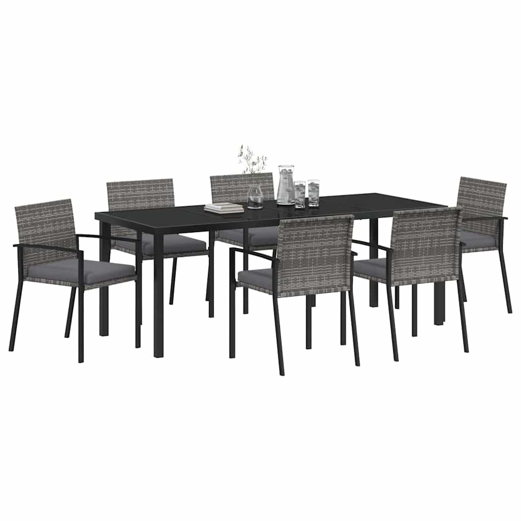 Garden Dining Set 6 pcs Grey Powder-Coated Steel