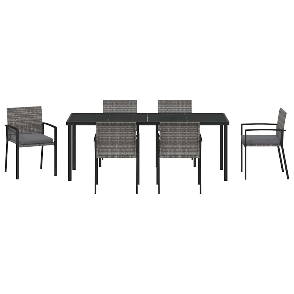 Garden Dining Set 6 pcs Grey Powder-Coated Steel