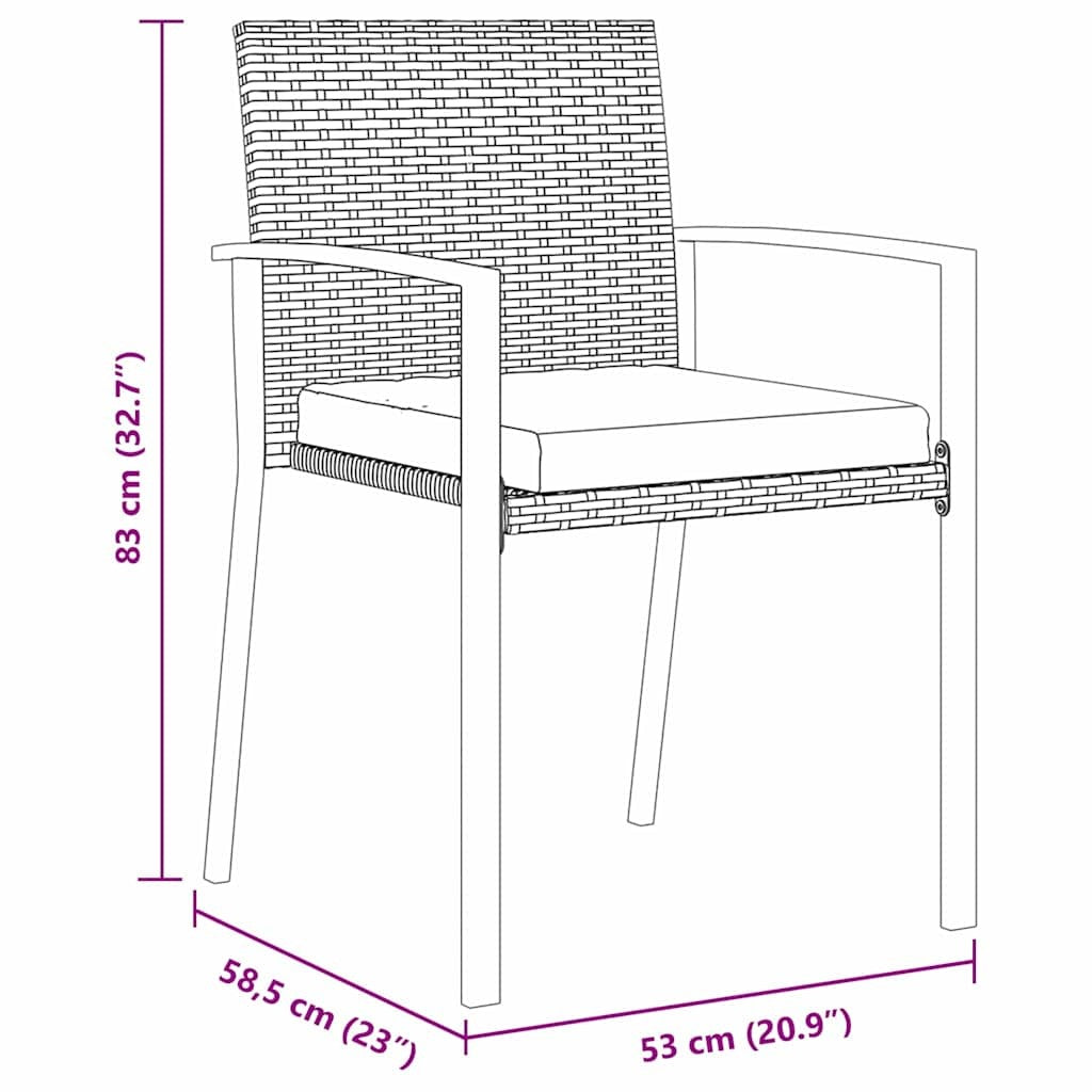 Garden Dining Set 6 pcs Grey Powder-Coated Steel