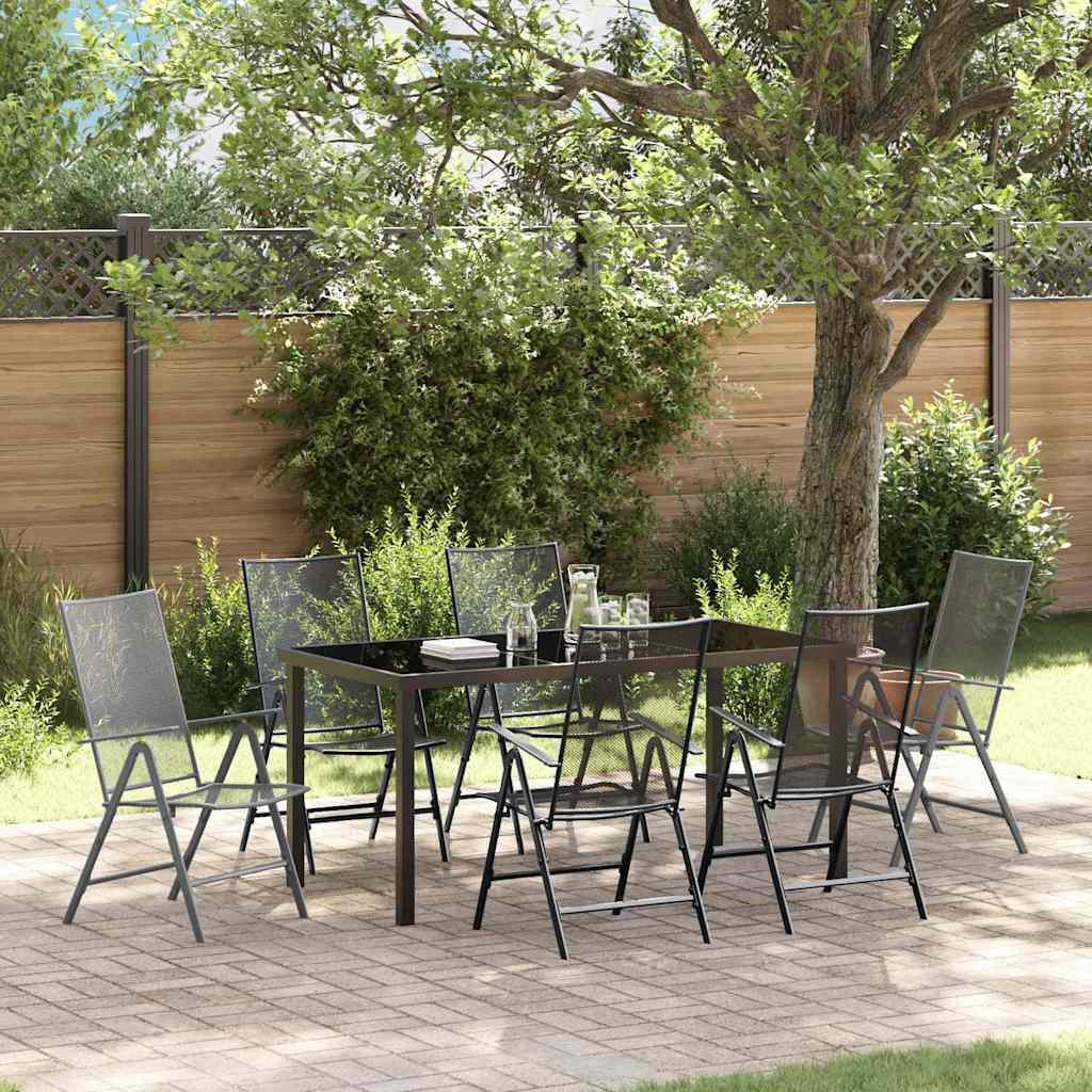 Garden Dining Set 7 pcs Anthracite Powder-Coated Steel