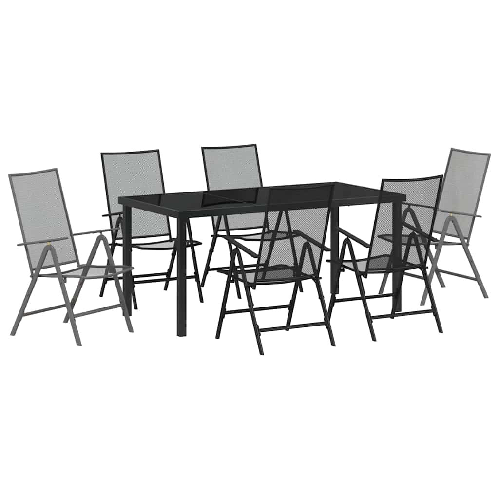 Garden Dining Set 7 pcs Anthracite Powder-Coated Steel