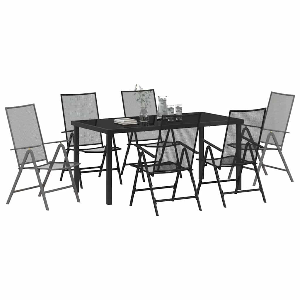 Garden Dining Set 7 pcs Anthracite Powder-Coated Steel