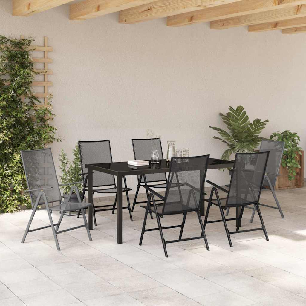 Garden Dining Set 7 pcs Anthracite Powder-Coated Steel