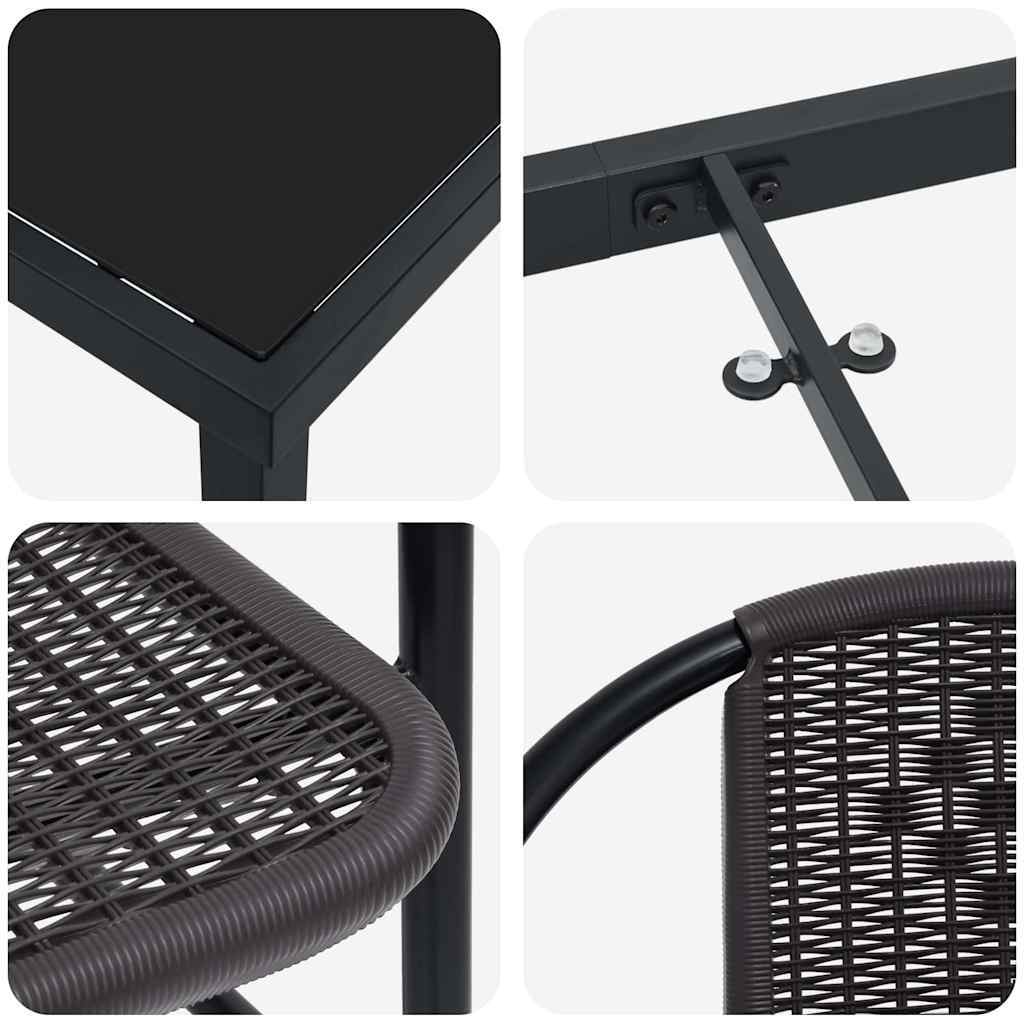 Garden Dining Set 7 pcs Black Powder-Coated Steel