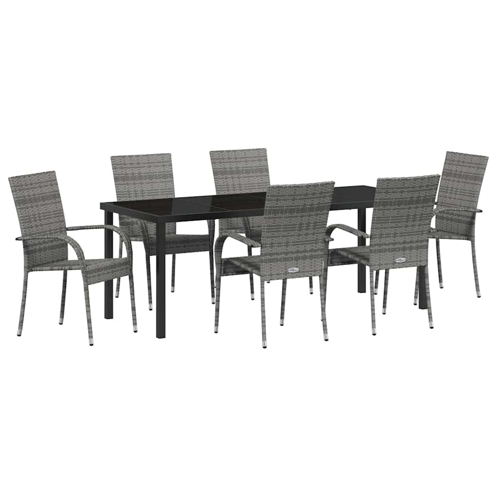Garden Dining Set 7 pcs Grey Powder-Coated Steel