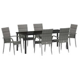 Garden Dining Set 7 pcs Grey Powder-Coated Steel