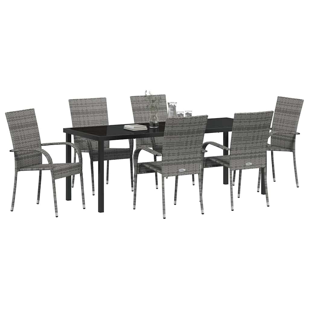 Garden Dining Set 7 pcs Grey Powder-Coated Steel