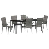 Garden Dining Set 7 pcs Grey Powder-Coated Steel
