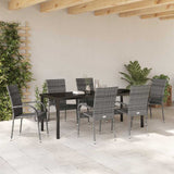 Garden Dining Set 7 pcs Grey Powder-Coated Steel