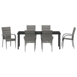 Garden Dining Set 7 pcs Grey Powder-Coated Steel
