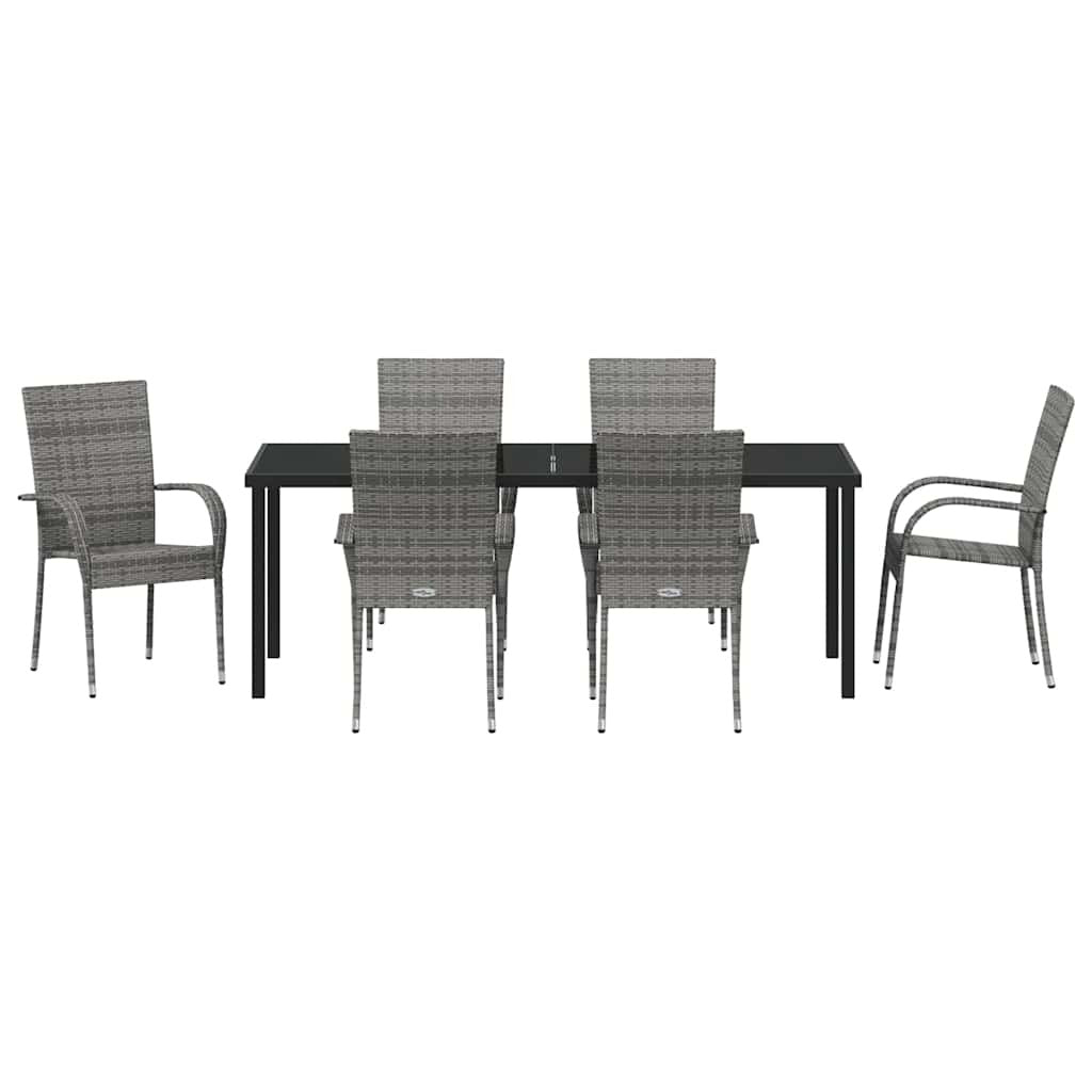 Garden Dining Set 7 pcs Grey Powder-Coated Steel