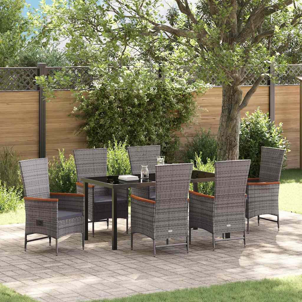 Garden Dining Set 7 pcs Grey Powder-Coated Steel