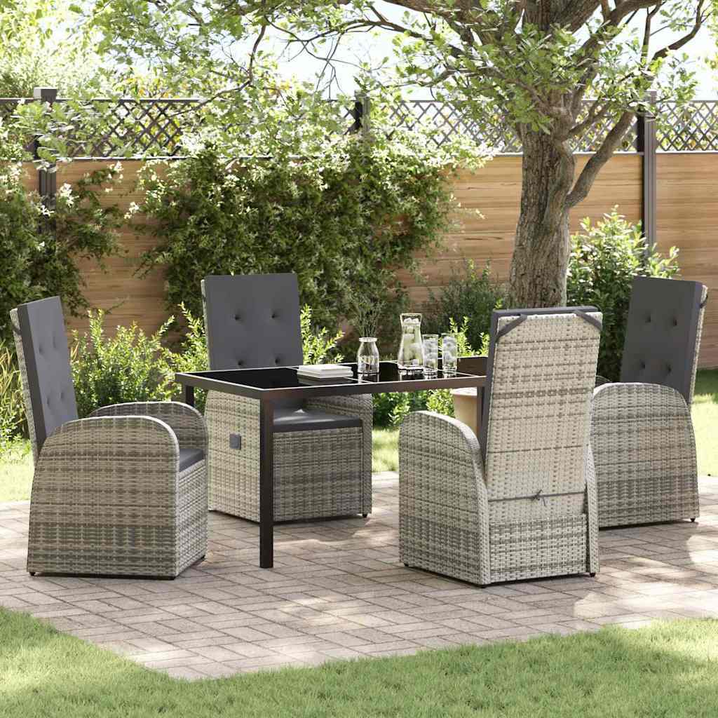 Garden Dining Set 5 pcs Grey Poly Rattan