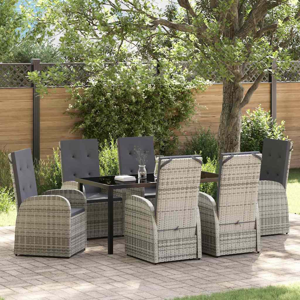 Garden Dining Set 7 pcs Grey Poly Rattan