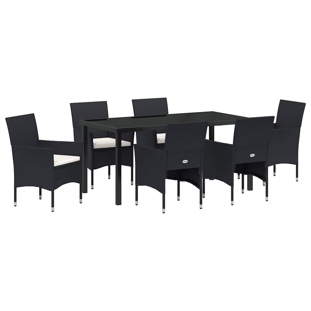 Garden Dining Set 7 pcs Black Poly Rattan