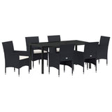 Garden Dining Set 7 pcs Black Poly Rattan