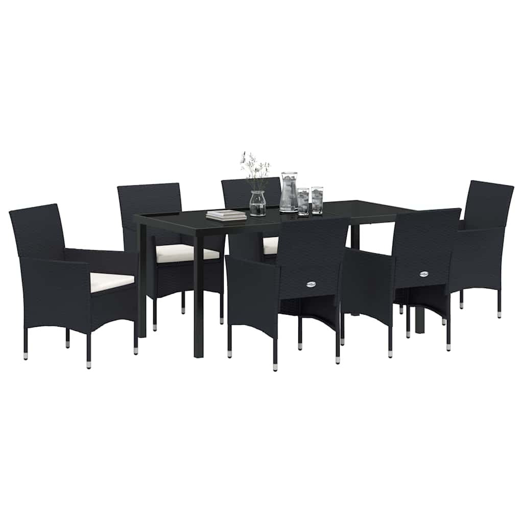 Garden Dining Set 7 pcs Black Poly Rattan
