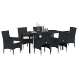 Garden Dining Set 7 pcs Black Poly Rattan