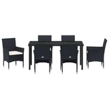 Garden Dining Set 7 pcs Black Poly Rattan