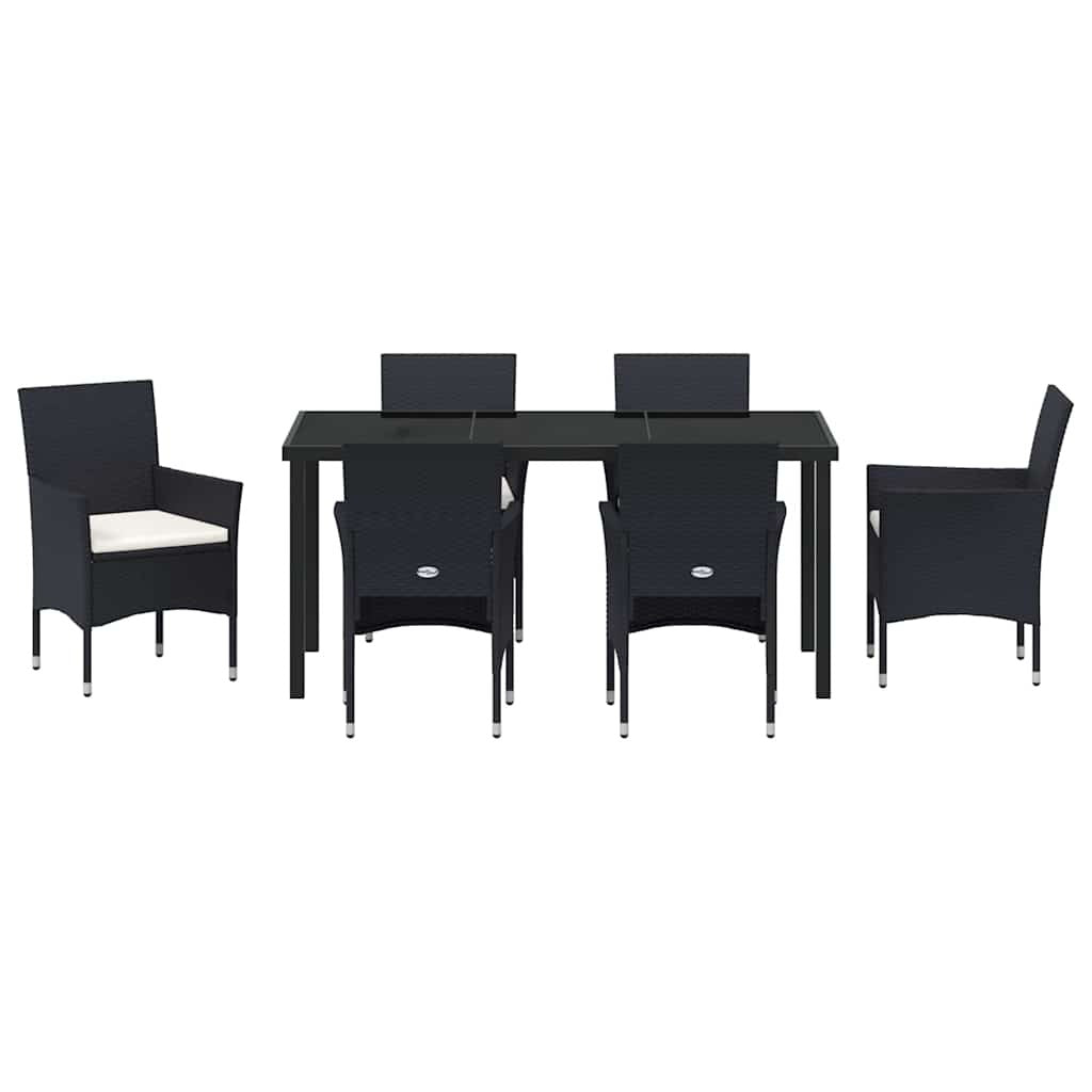 Garden Dining Set 7 pcs Black Poly Rattan