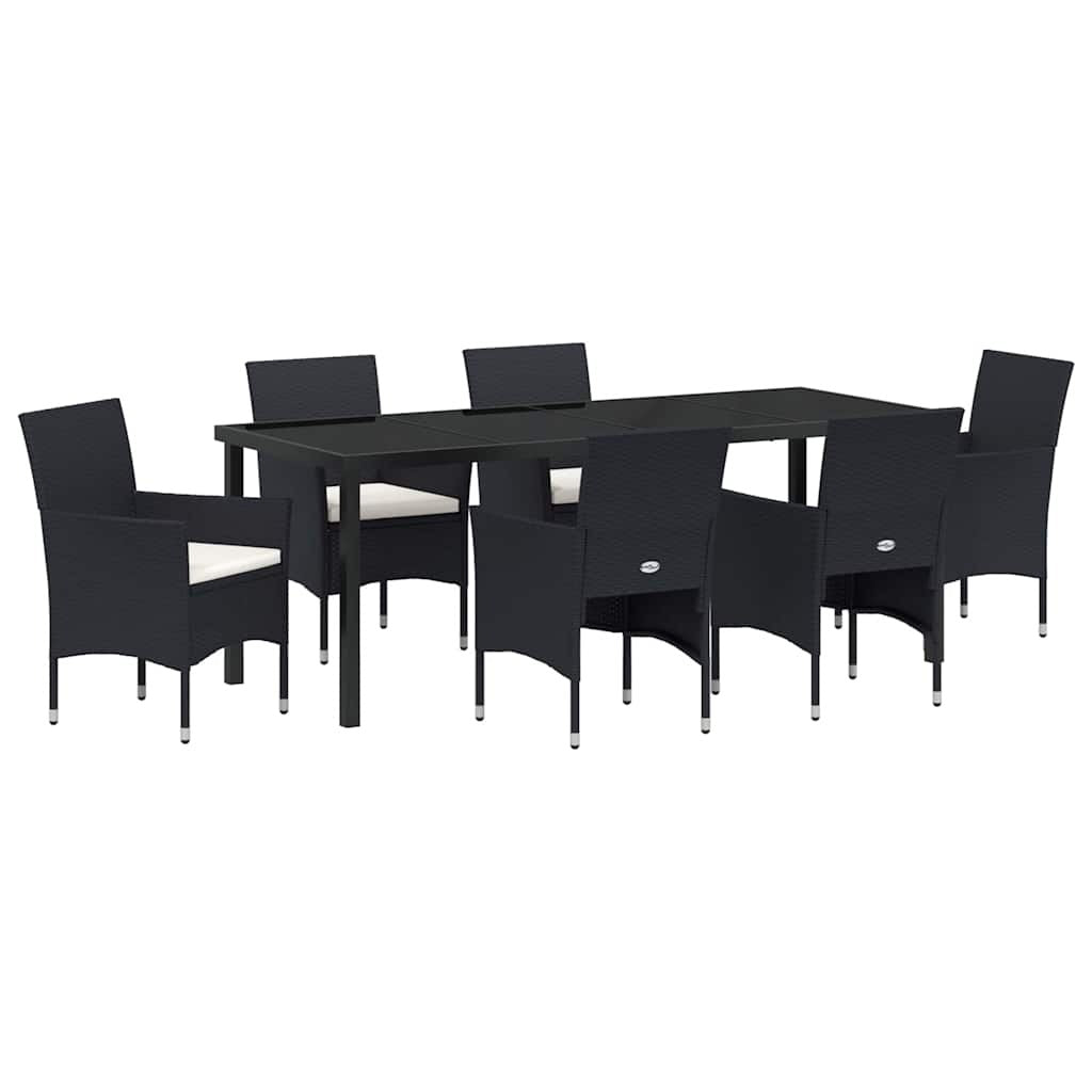Garden Dining Set 7 pcs Black Poly Rattan