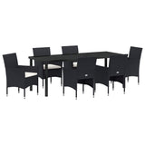 Garden Dining Set 7 pcs Black Poly Rattan