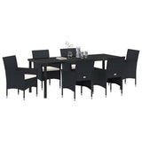 Garden Dining Set 7 pcs Black Poly Rattan