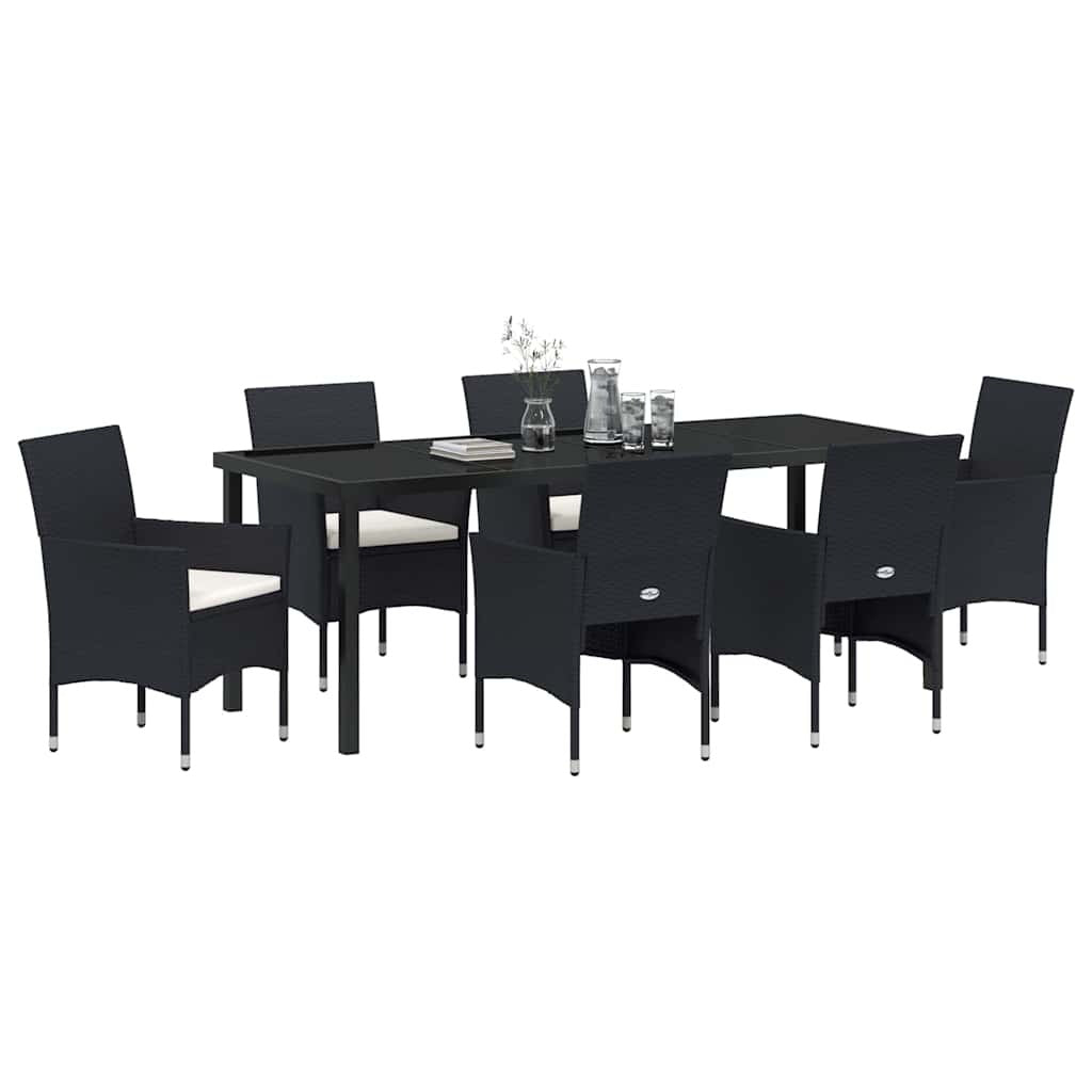 Garden Dining Set 7 pcs Black Poly Rattan