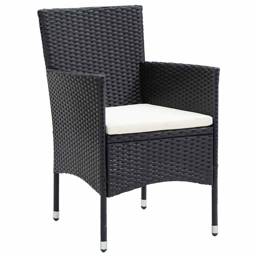 Garden Dining Set 7 pcs Black Poly Rattan